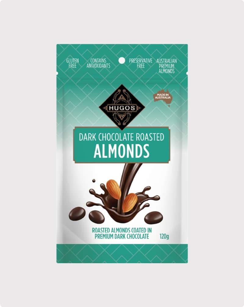 HUGOS Dark Chocolate Roasted Almonds (120g)